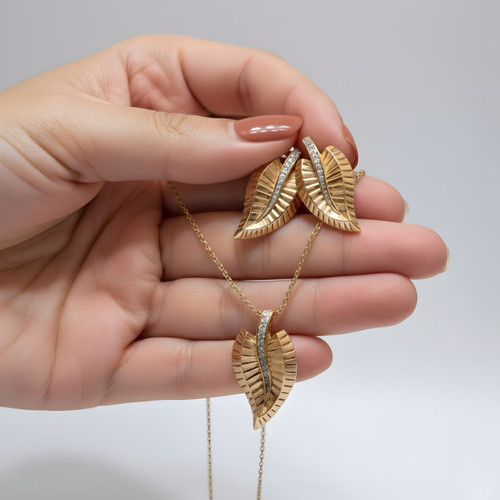 نیم ست طرح برگ ژوپینگ