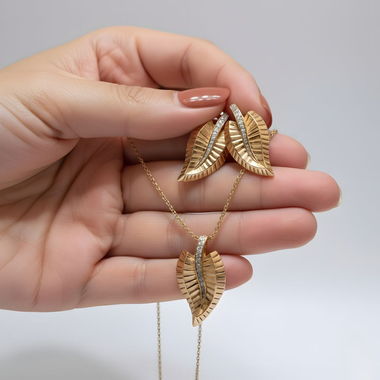 نیم ست طرح برگ ژوپینگ