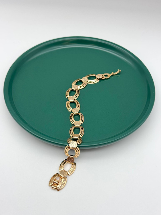 دستبند ژوپینگ با طرح یونانی (Meander) و آبکاری طلایی