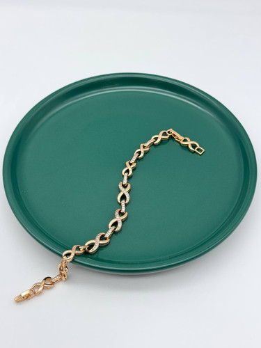 دستبند بدلیجات ژوپینگ طرح اینفینیتی (بینهایت) رنگ طلایی/رزگلد نگیندار