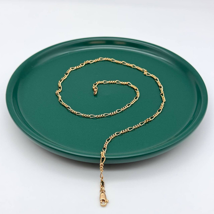 زنجیر فیگارو (Figaro) ژوپینگ با رنگ طلایی و قفل محکم