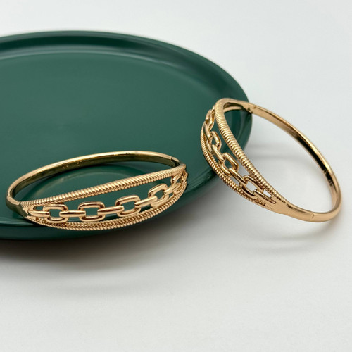 تکپوش فنری طلایی رنگ برند ژوپینگ با طرح زنجیر و بافت کابلی