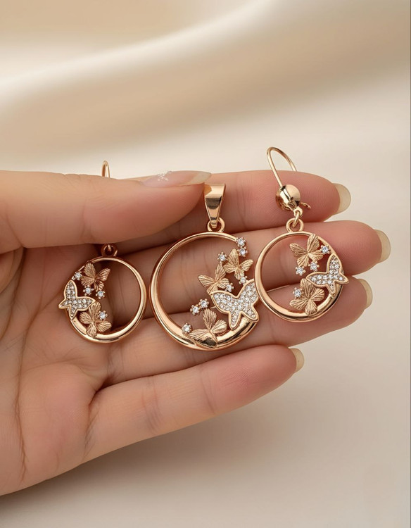 نیمست بدلیجات برند ژوپینگ مدل پروانه و دایره با آبکاری طلا