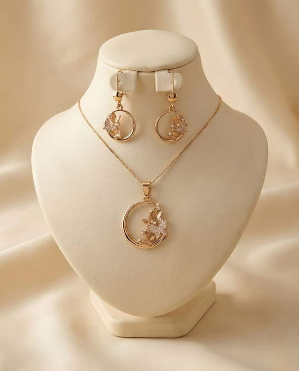 نیمست بدلیجات برند ژوپینگ مدل پروانه و دایره با آبکاری طلا