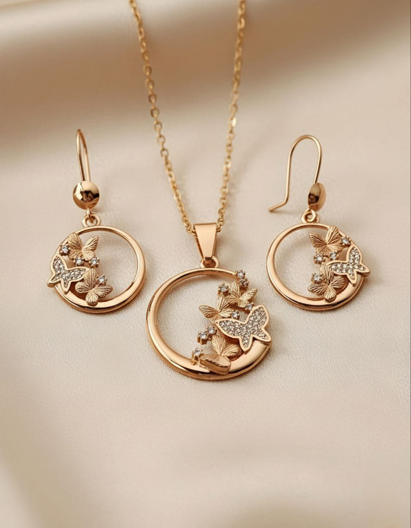 نیمست بدلیجات برند ژوپینگ مدل پروانه و دایره با آبکاری طلا