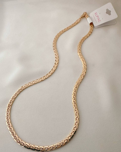 گردنبند طلایی برند ژوپینگ طرح بافت پهن ضد حساسیت