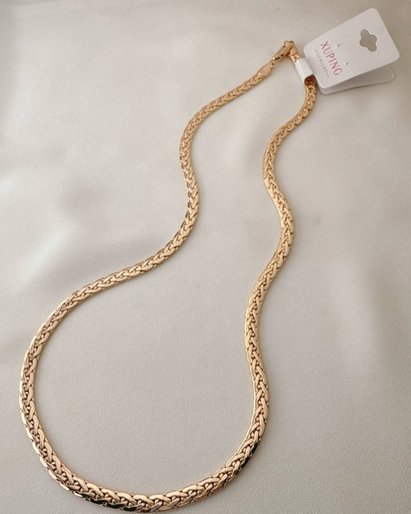 گردنبند طلایی برند ژوپینگ طرح بافت پهن ضد حساسیت