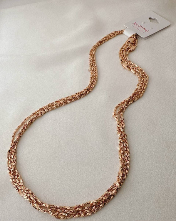زنجیر ظریف تک رشته ژوپینگ رنگ رزگلد با بافت درخشان