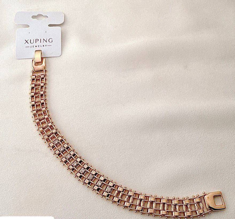 دستبند طلایی ژوپینگ سه ردیفه زنانه با قفل تاشو