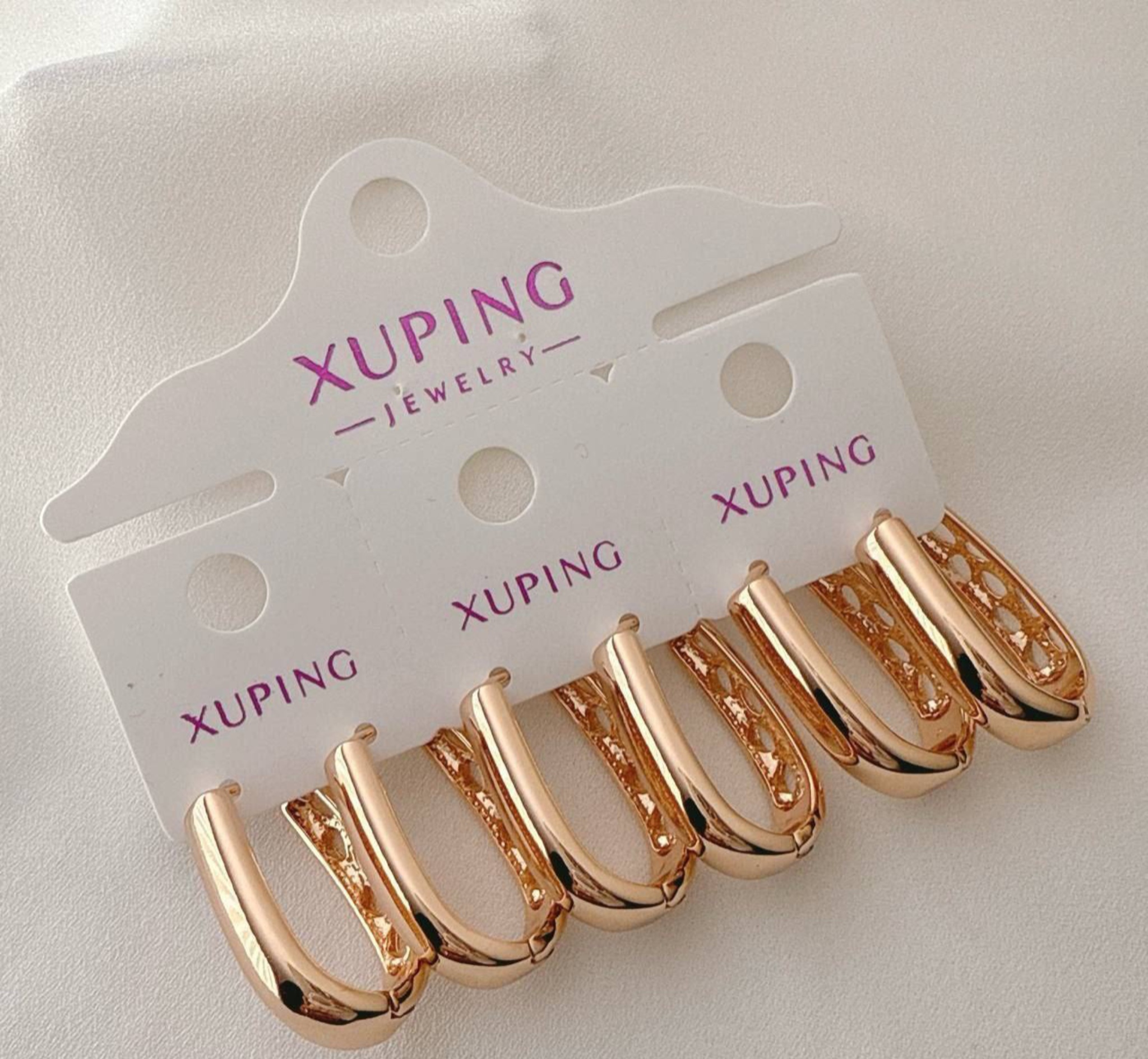 گوشواره یو شکل ژوپینگ طلایی