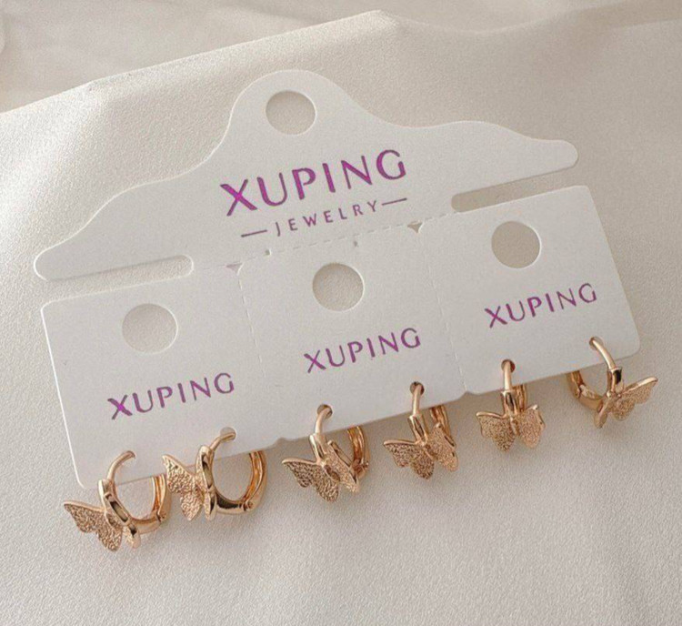 گوشواره زنانه ژوپینگ طلایی مدل پروانه ظریف