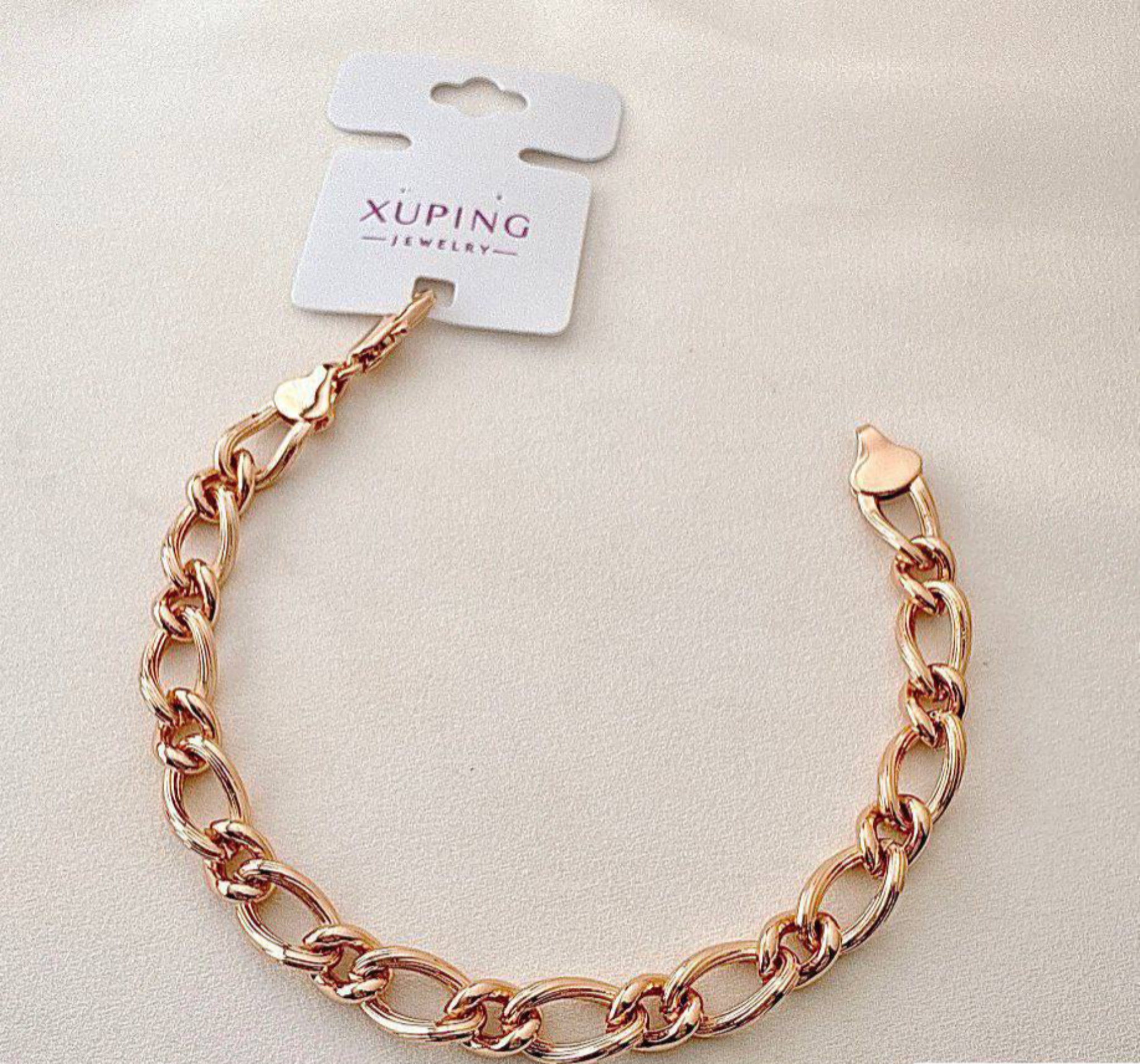 دستبند ژوپینگ زنانه مدل کارتیه زنجیری ضخیم به رنگ رزگلد