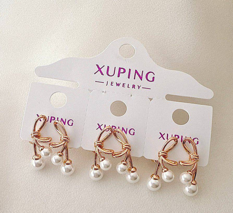 گوشواره آویز ژوپینگ با گره و مروارید