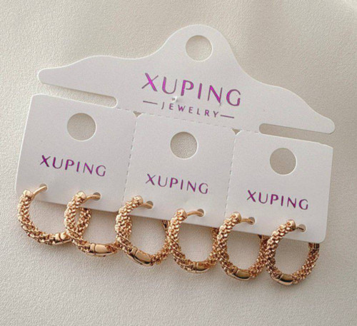 گوشواره حلقهای بافت طلایی ژوپینگ Xuping