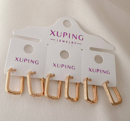 گوشواره حلقهای مستطیلی شکل ژوپینگ Xuping با آبکاری طلا