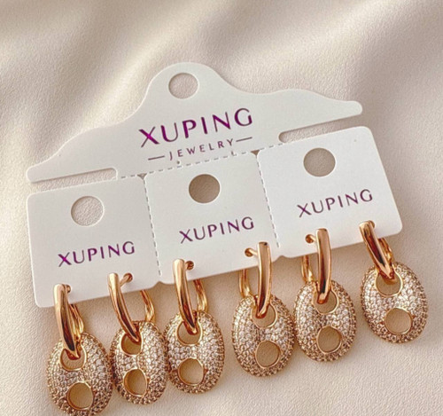 گوشواره زنانه برند ژوپینگ مدل آویز نگیندار با آبکاری طلا