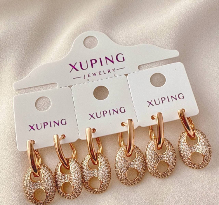 گوشواره زنانه برند ژوپینگ مدل آویز نگیندار با آبکاری طلا