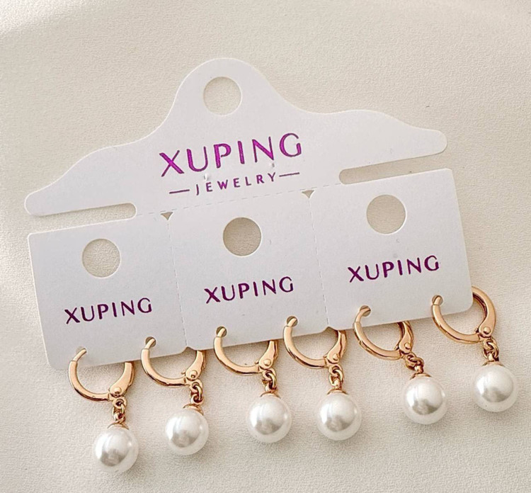 گوشواره ژوپینگ مرواریدی زنانه طلایی با قفل حلقهای