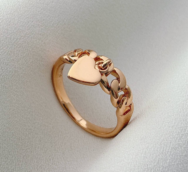 انگشتر طلایی ژوپینگ طرح زنجیر کارتیه با آویز قلب