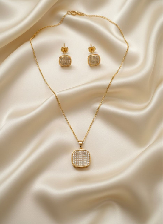 نیمست طلایی برند YSX مدل مربعی با نگینهای اتمی درخشان