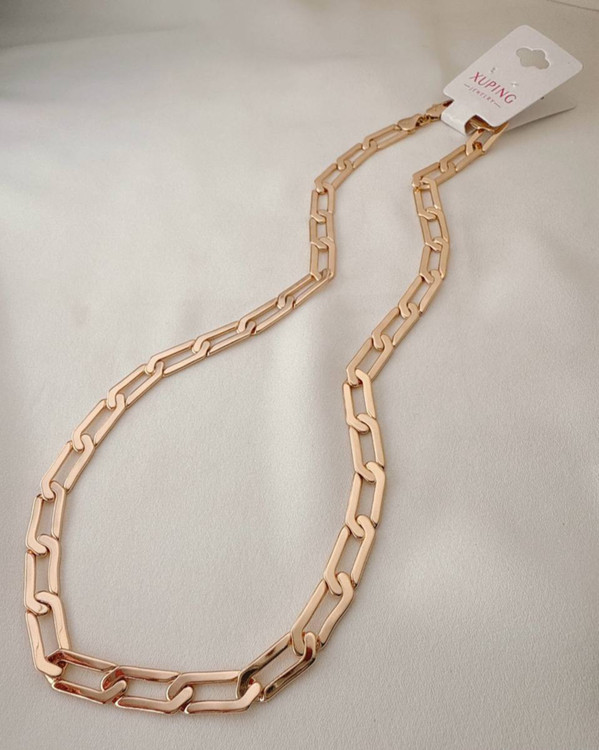 زنجیر گردنبند طلایی ژوپینگ طرح مستطیلی مدل کارتیر