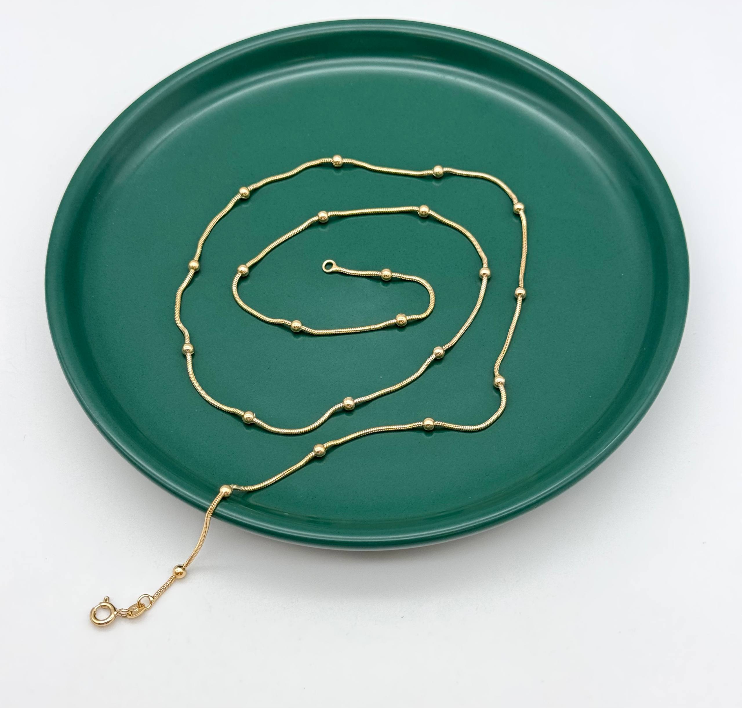 گردنبند طلایی ژوپینگ مدل زنجیر ماری با گویهای تزئینی