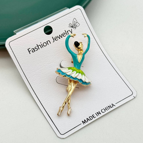 گلسینه طرح بالرین طلایی با دامن فیروزهای و سبز