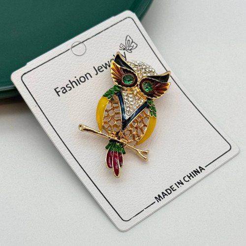 گل سینه طرح جغد نگیندار رنگی