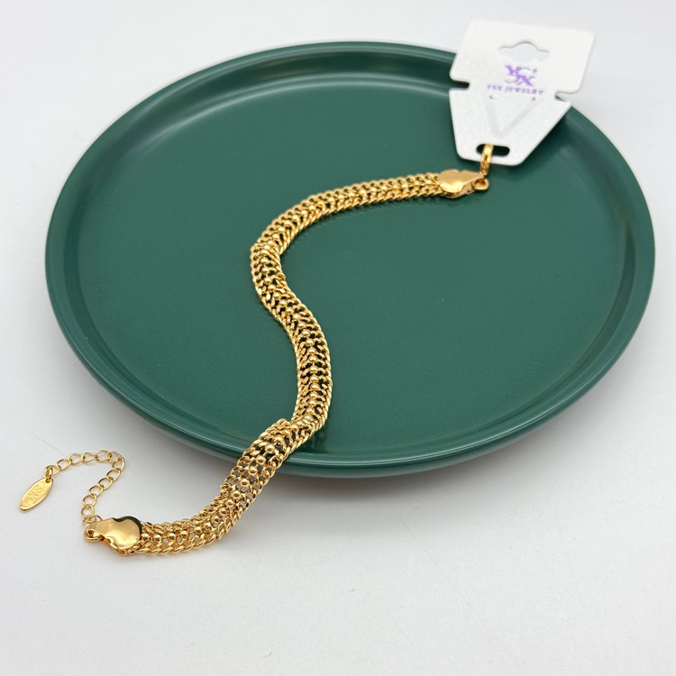 پابند طلایی پهن برند YSX با بافت زنجیری توری