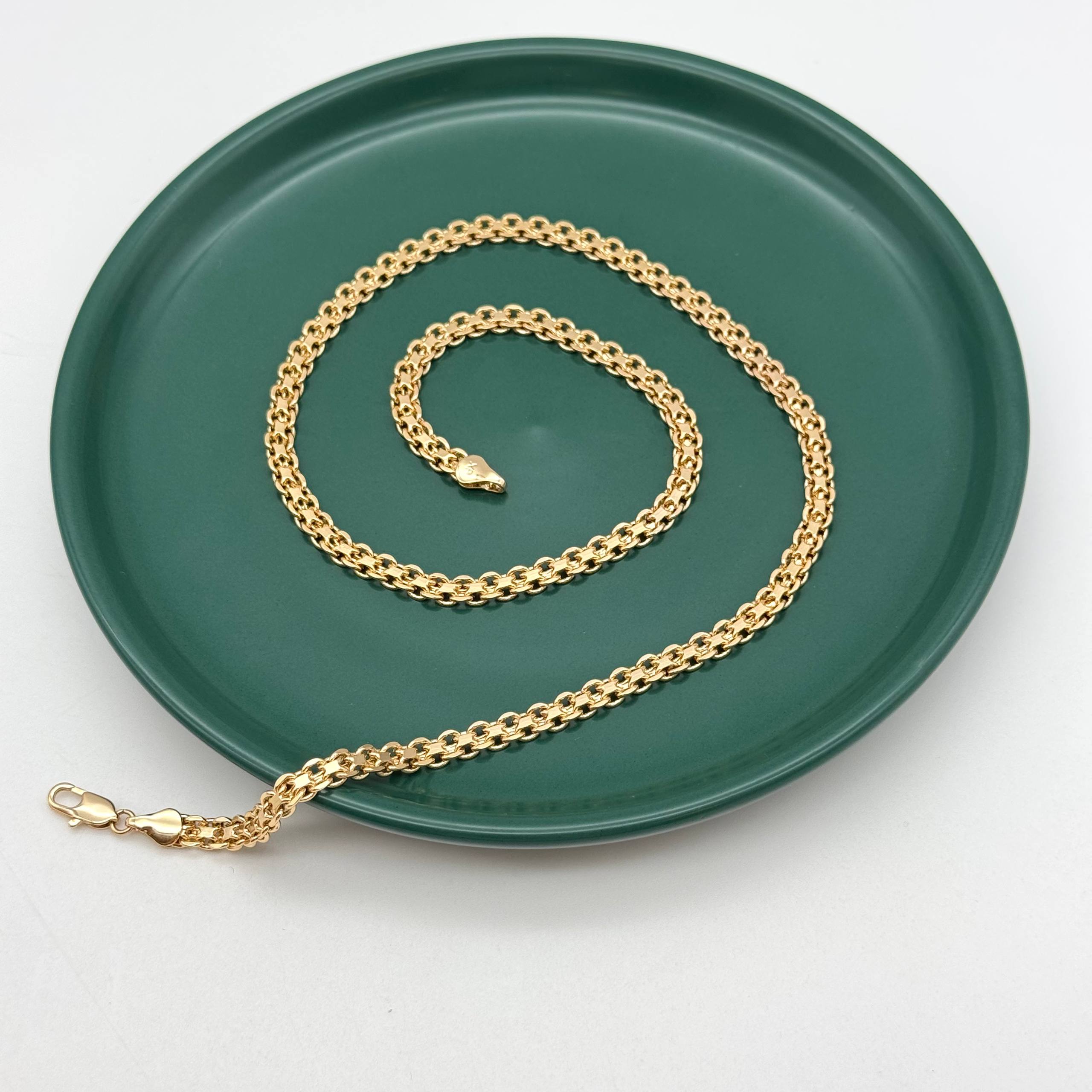 گردنبند طلایی ژوپینگ با طرح زنجیر بافت تخت