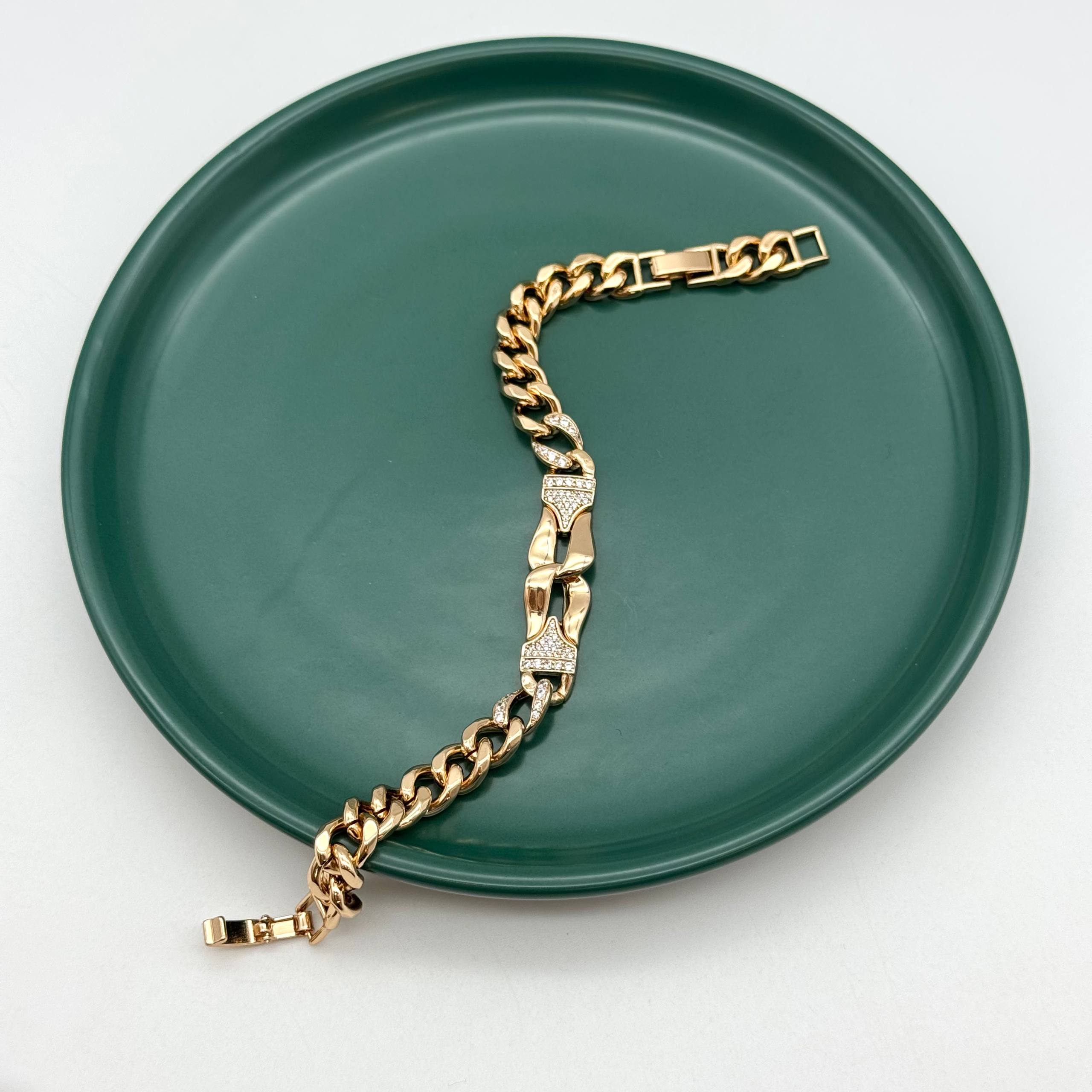 دستبند طلایی ژوپینگ طرح کارتیر نگیندار