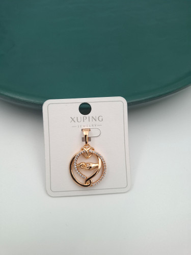 پلاک طلایی ژوپینگ طرح دست و قلب نگیندار