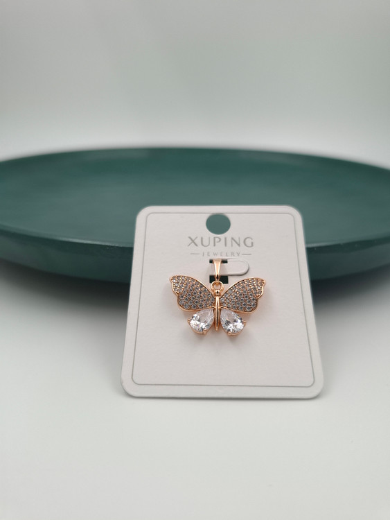 پلاک پروانه ژوپینگ رزگلد با نگینهای اتمی و اشکی درخشان