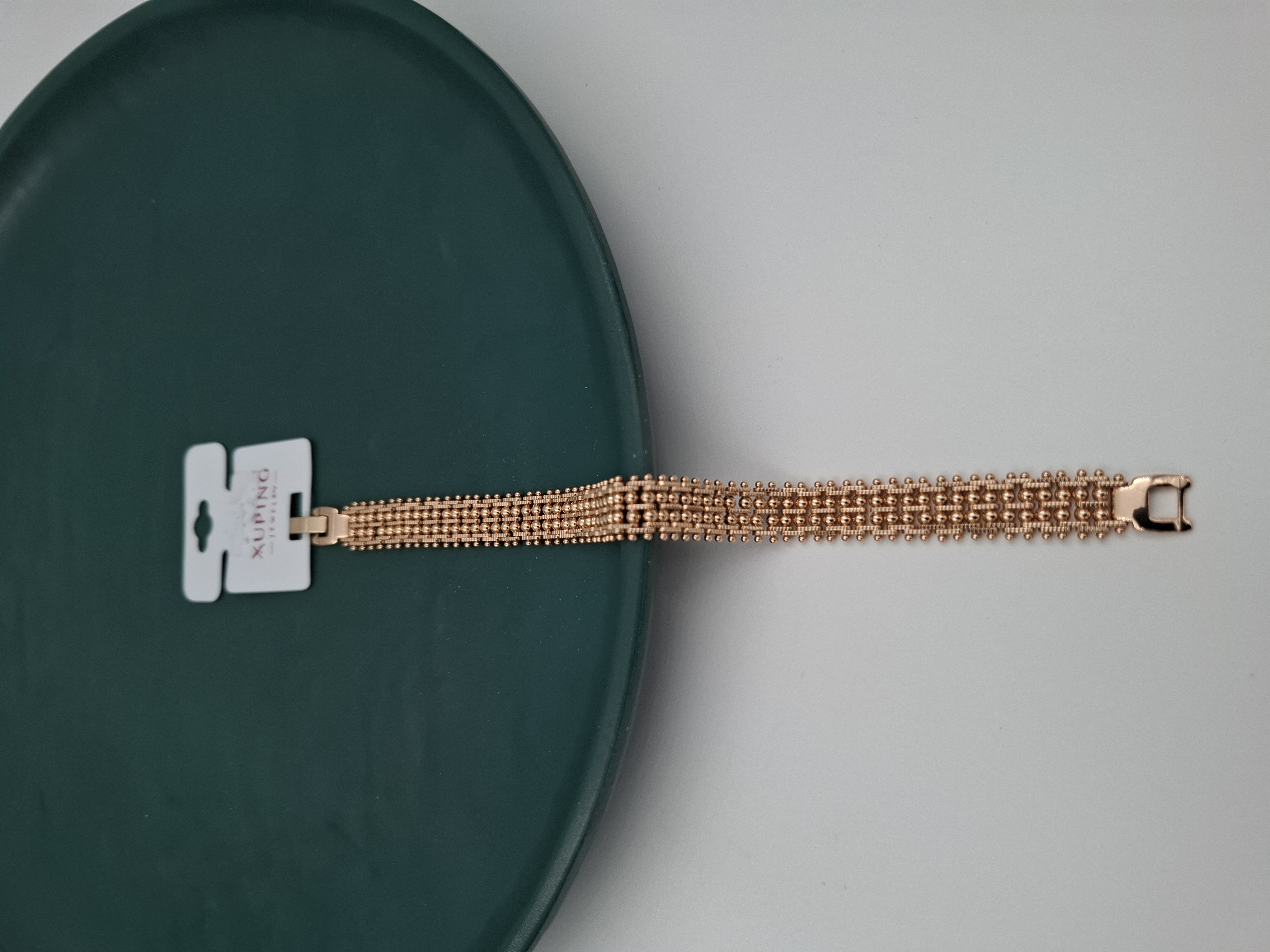 دستبند دو رج گوی طلایی ژوپینگ اصل با قفل تاشو