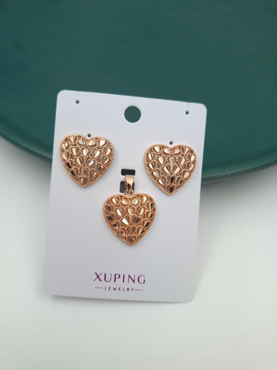 نیم ست قلبی برند ژوپینگ طلایی با طرح تراش