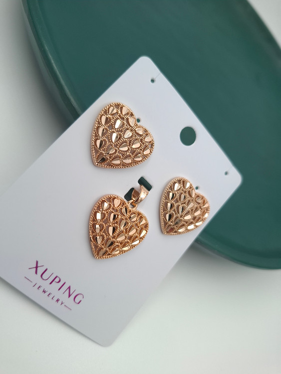 نیم ست قلبی برند ژوپینگ طلایی با طرح تراش