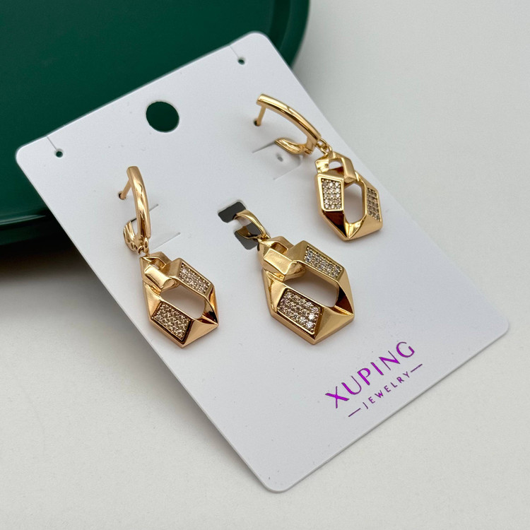 نیمست طلایی ژوپینگ طرح هندسی لوزی با نگینهای اتمی ظریف