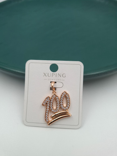 آویز گردنبند ژوپینگ طرح استیکر ۱۰۰ نگیندار طلایی