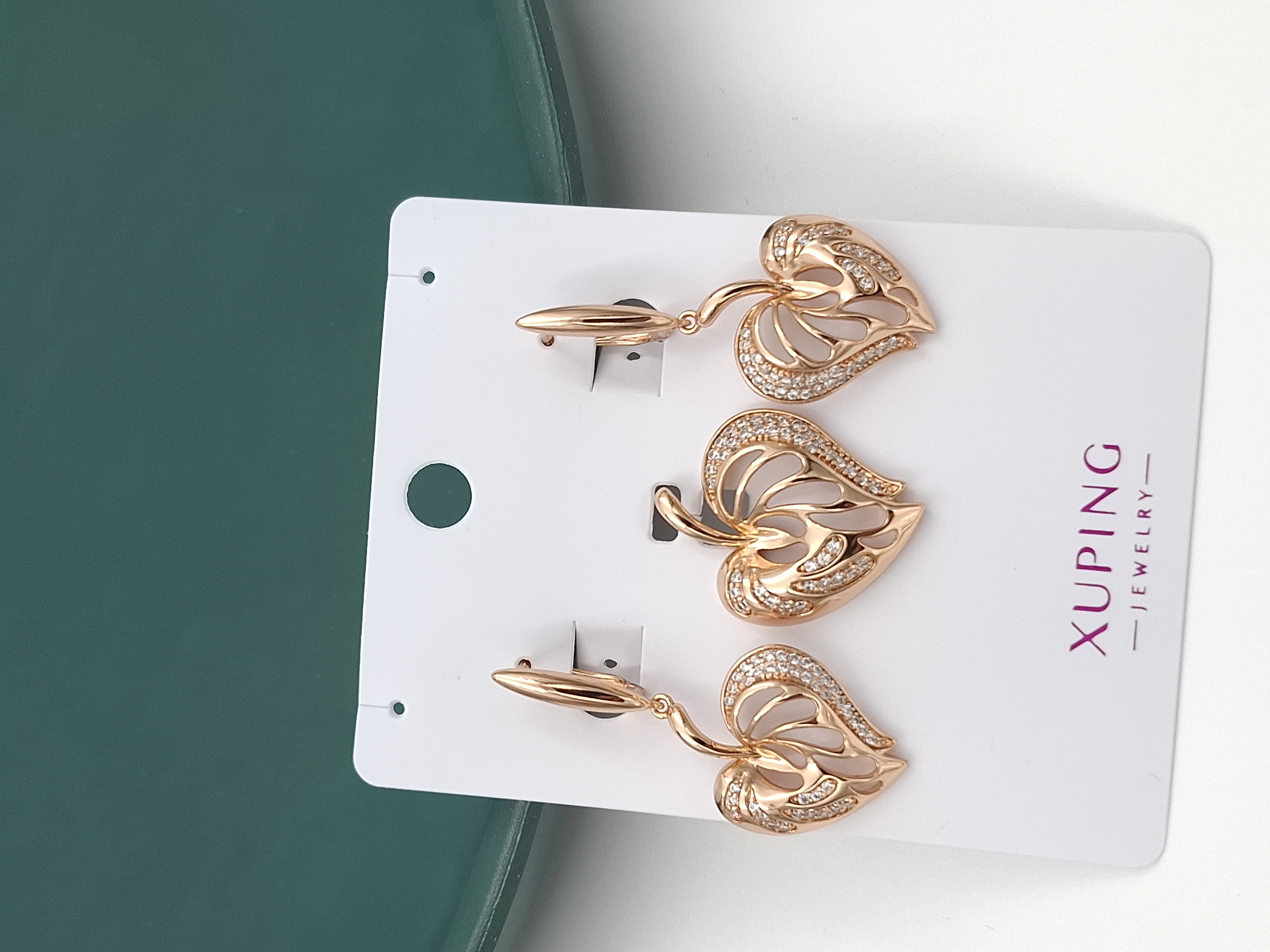 نیمست رزگلد ژوپینگ طرح برگ انجیری نگینکاری شده