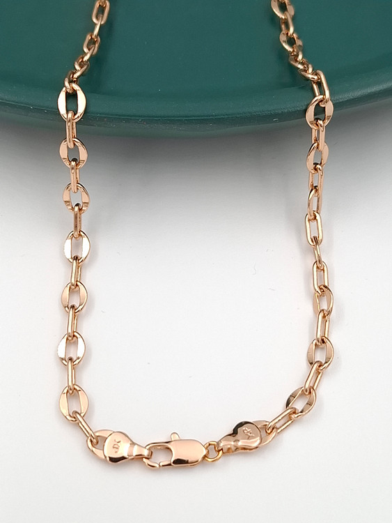 گردنبند زنجیری طلایی ژوپینگ با دانه های بیضی