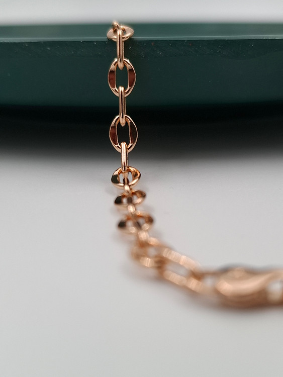 گردنبند زنجیری طلایی ژوپینگ با دانه های بیضی