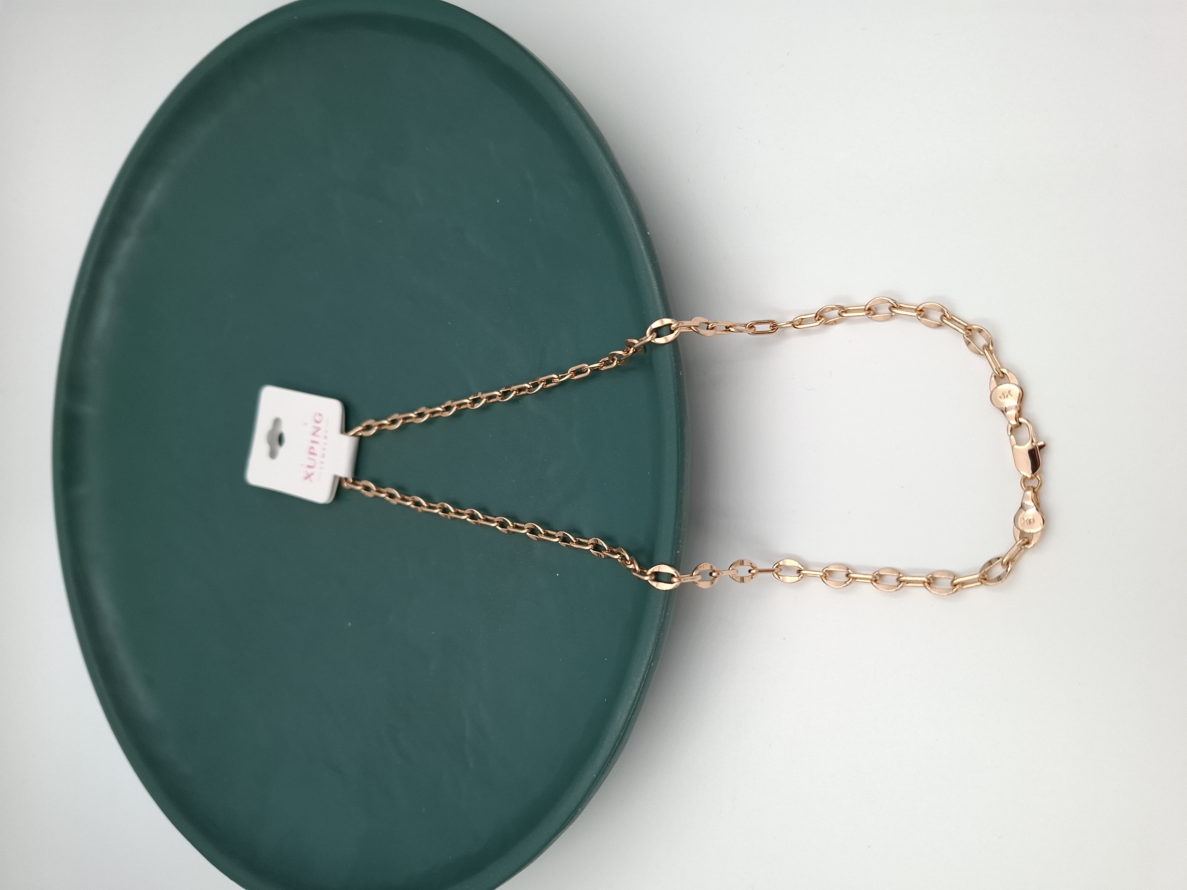 گردنبند زنجیری طلایی ژوپینگ با دانه های بیضی