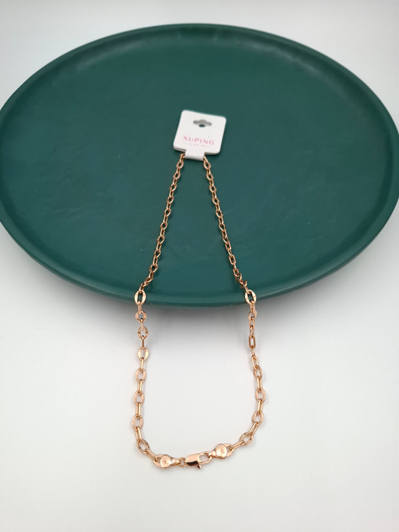 گردنبند زنجیری طلایی ژوپینگ با دانه های بیضی