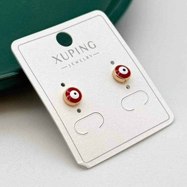 گوشواره میخی چشم نظر ژوپینگ رنگ آبی و قرمز ضد حساسیت با آبکاری طلا