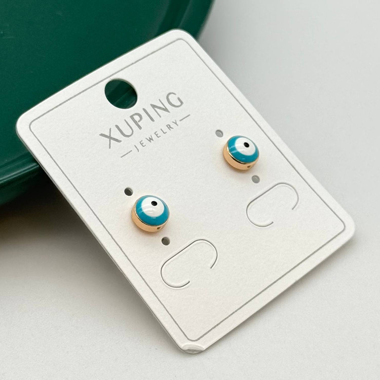 گوشواره میخی چشم نظر ژوپینگ رنگ آبی و قرمز ضد حساسیت با آبکاری طلا