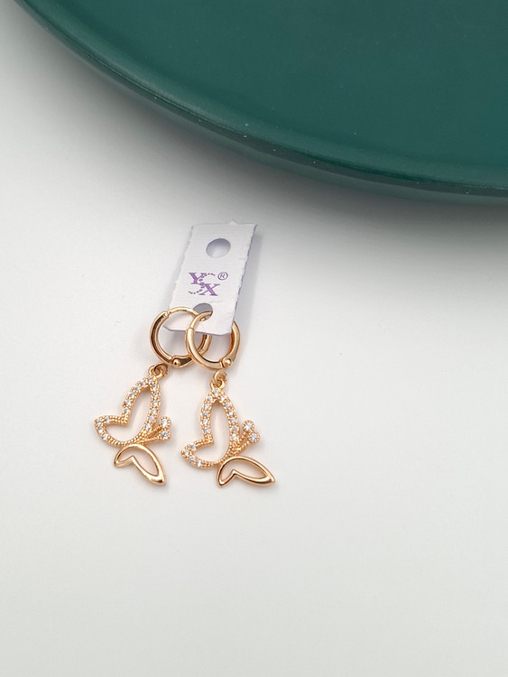 گوشواره طلایی طرح پروانه برند YSX با نگینهای کریستالی