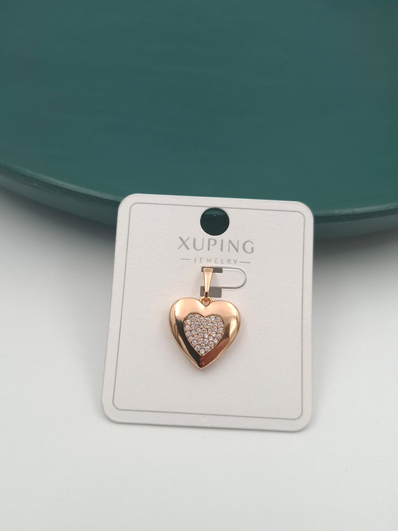 پلاک قلب طلایی برند ژوپینگ با نگینهای کریستالی درخشان